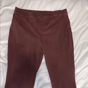 Deep rust red full length jeggings